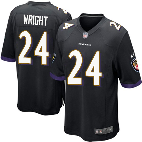 Men's Game Shareece Wright Nike Jersey Black Alternate - #24 NFL Baltimore Ravens